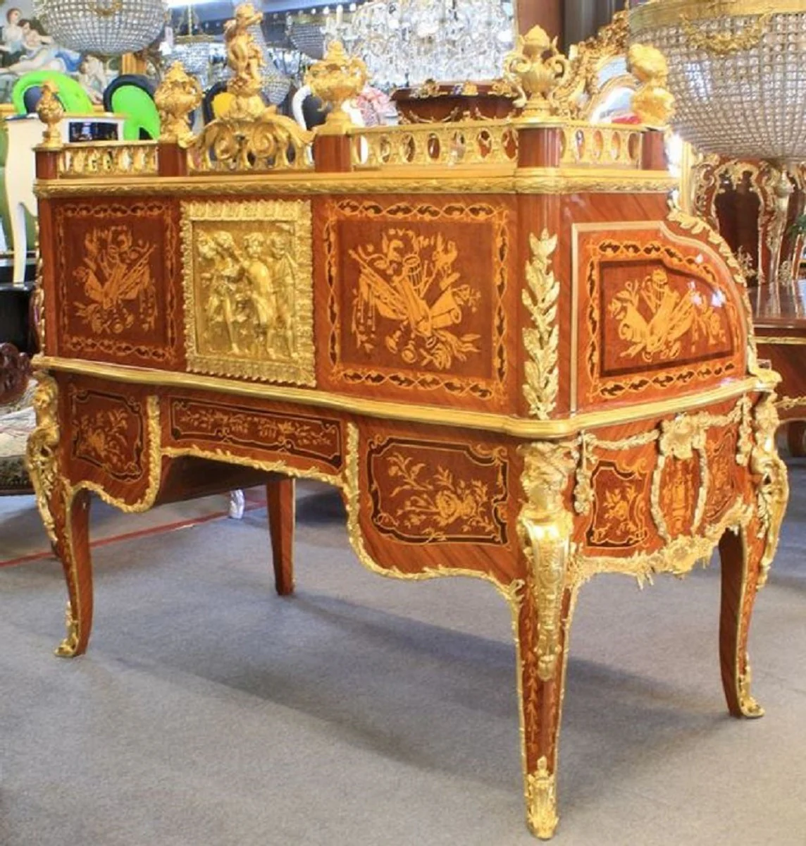 Casa Padrino escritorio barroco de lujo marr¨®n / oro 160 x 80 x H. 140 cm - Muebles de Oficina Barrocos