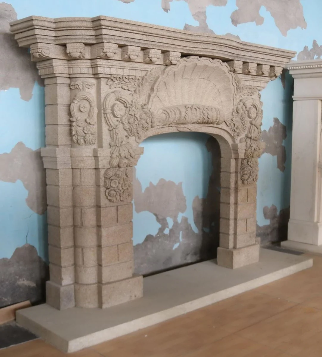 Casa Padrino marco de chimenea barroco de lujo de piedra arenisca gris 207 x A. 151 cm