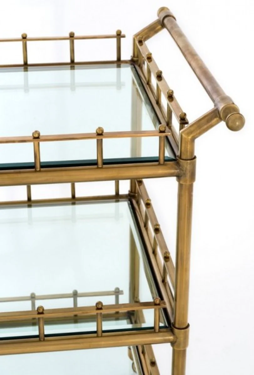 Casa Padrino luxury Bar Trolley trolley antique brass style - cut glass - Luxury Hotel & Restaurant Furniture Trolley