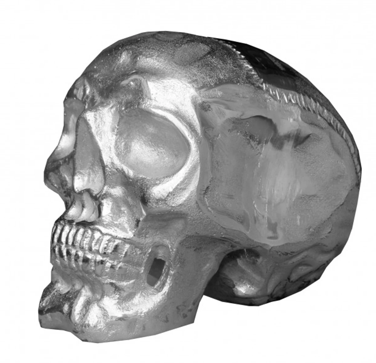 Casa Padrino Designer Skull Mod1L silver Height 16.5 cm, width 14 cm, depth 18 cm, skull - noble sculpture made of nickel-plated aluminum