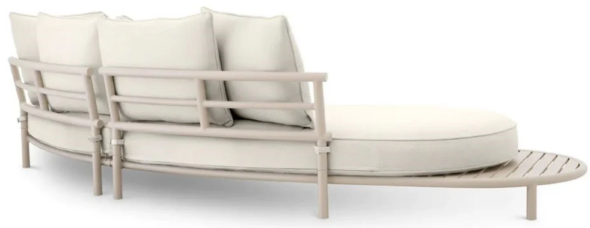 Casa Padrino sof¨¢ de exterior de jard¨ªn de lujo blanco gris / arena 330 cm - Muebles de jard¨ªn de lujo