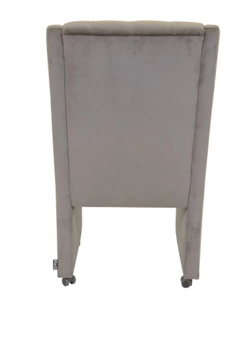 Casa Padrino Designer Dining chair / modef 313 Grey Velvet - Hotel Facilities - Armchair with casters