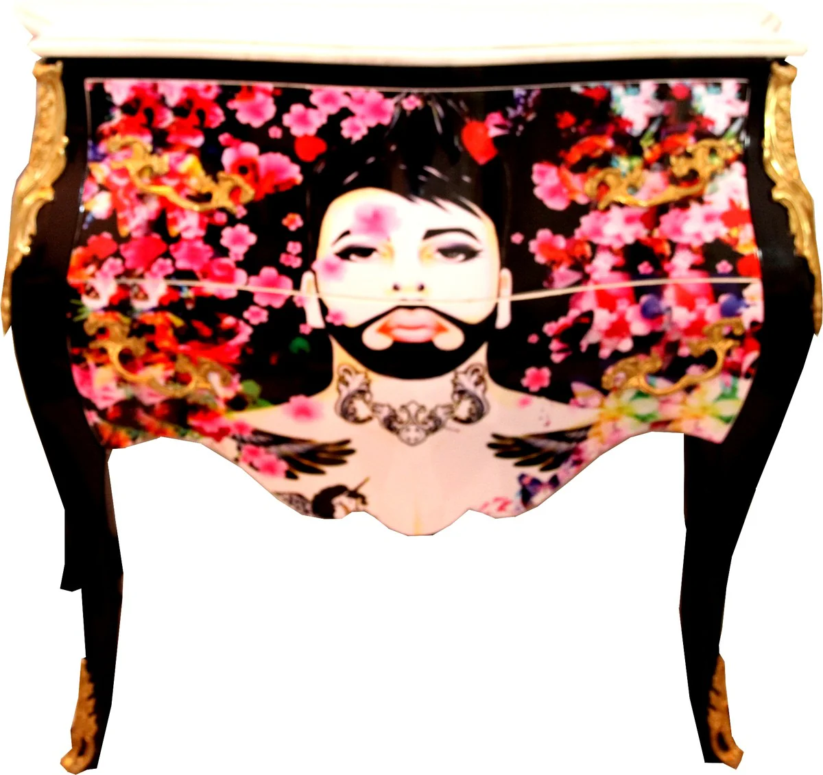 Pomp??s by Casa Padrino C¨®moda barroca de Harald Gl??ckler negro / dorado con encimera de m¨¢rmol blanco