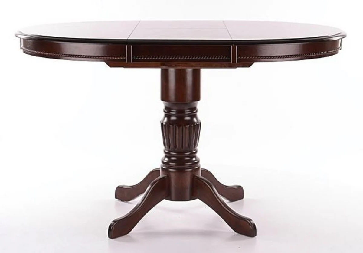 Casa Padrino mesa de comedor Art Nouveau marr¨®n oscuro 90-125 x 90 x A. 75 cm - Mesa de cocina redonda extensible de madera maciza - Muebles de Comedor