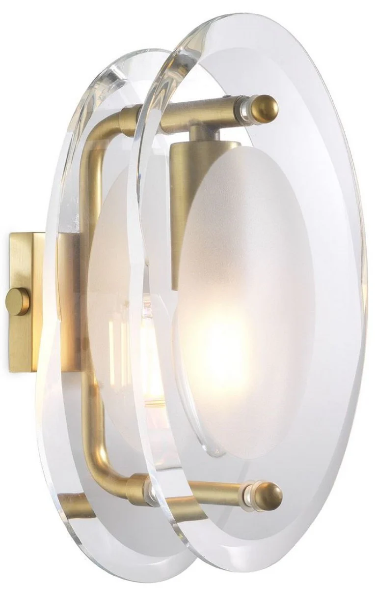 Casa Padrino lámpara de pared de lujo latón antiguo 13 x 13 x A. 22 cm - Elegante lámpara de pared de salón ovalada - Lámparas de Lujo