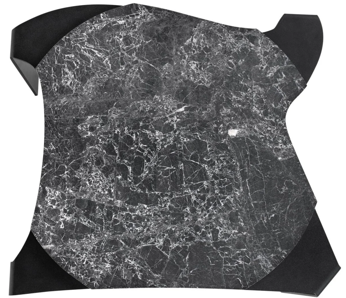 Casa Padrino mesa de centro de lujo negro / gris 75,5 x 78 x H. 32,5 cm - Mesa de Centro de Diseño con Tapa de Mármol