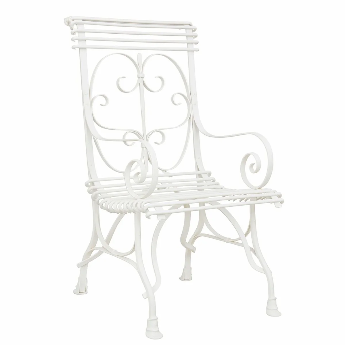 Casa Padrino silla de jard¨ªn Art Nouveau de hierro forjado blanco Al. 114 cm - Muebles de jard¨ªn nost¨¢lgicos