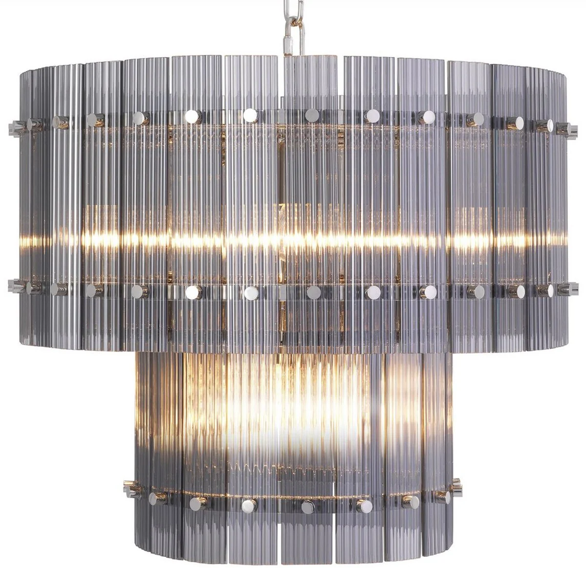 Casa Padrino lámpara de araña de lujo gris / plata Ø 57 x A. 47 cm - Lámpara de araña redonda de hotel y restaurante - Calidad de Lujo