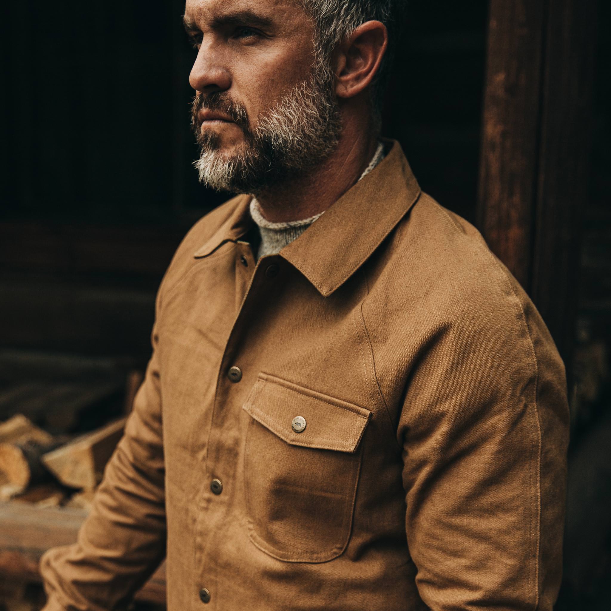 The Taylor Stitch x Gear Patrol Reversible Lombardi Jacket in Arid Camo