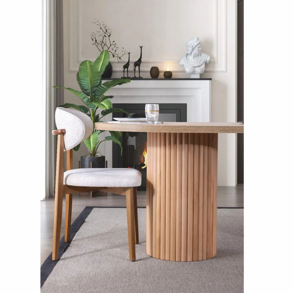 Casa Padrino Mesa de Comedor de Lujo Natural 180 cm - Muebles de Comedor