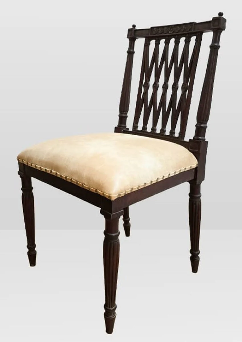 Casa Padrino Silla de Comedor Barroco de Lujo Beige / Marr¨®n Oscuro - Muebles Barrocos - Hecho en Italia