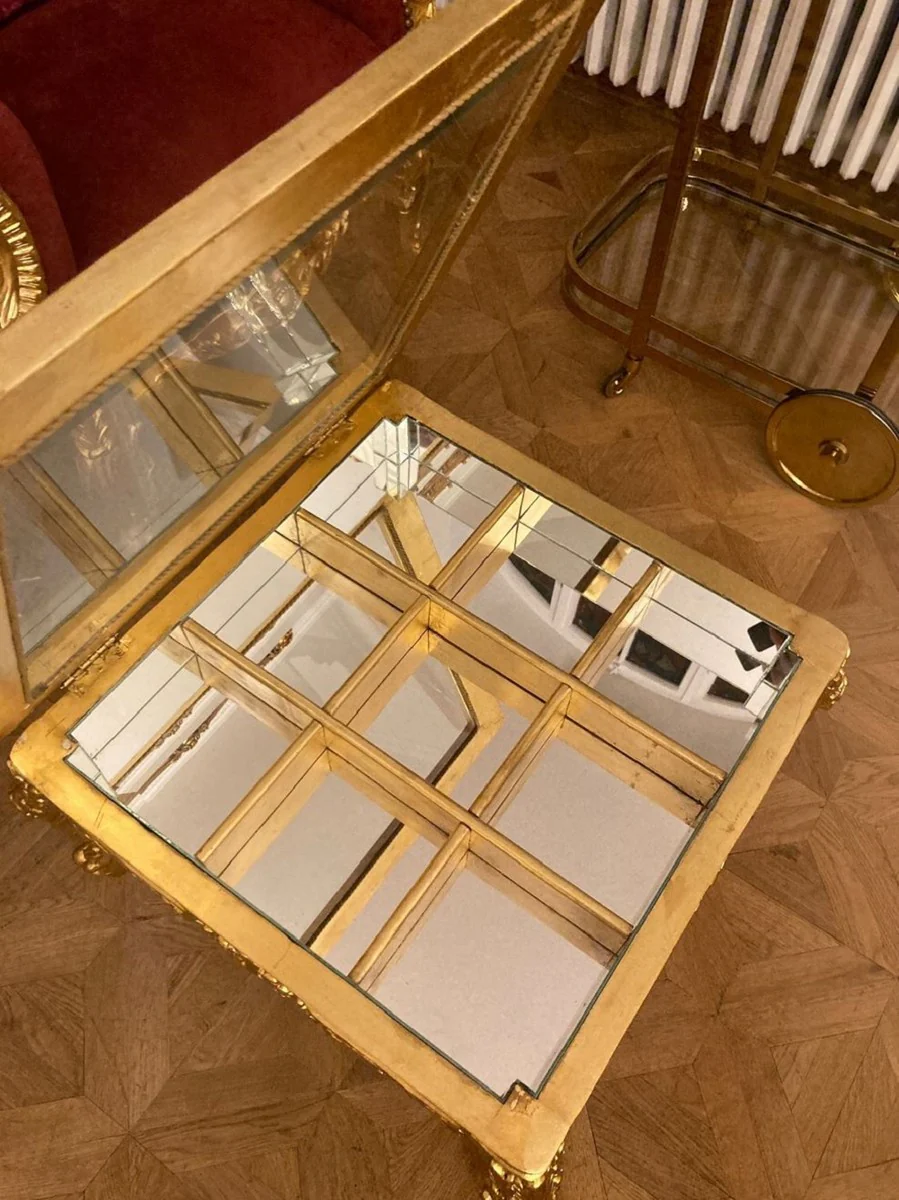 Casa Padrino mesa de centro barroco con tablero plegable oro - Magn¨ªfica mesa de sal¨®n de madera maciza de estilo barroco - Muebles de sal¨®n de estilo barroco - Muebles barrocos