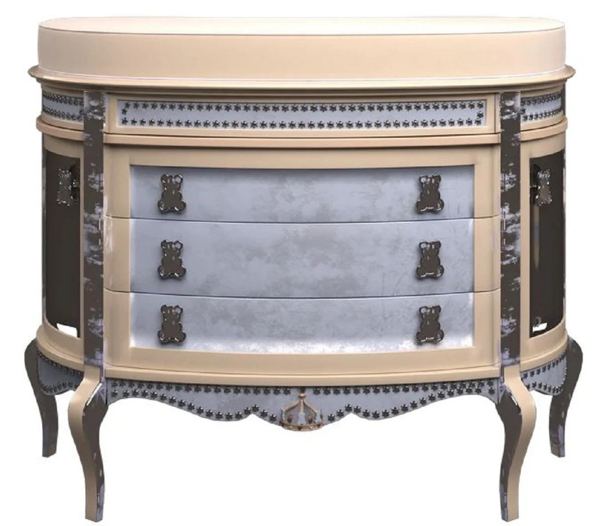 Casa Padrino cambiador barroco de lujo beige / azul - Magnífica cómoda para la habitación de los niños - Muebles barrocos para la habitación de los niños - Calidad de Lujo - Hecho en Italia