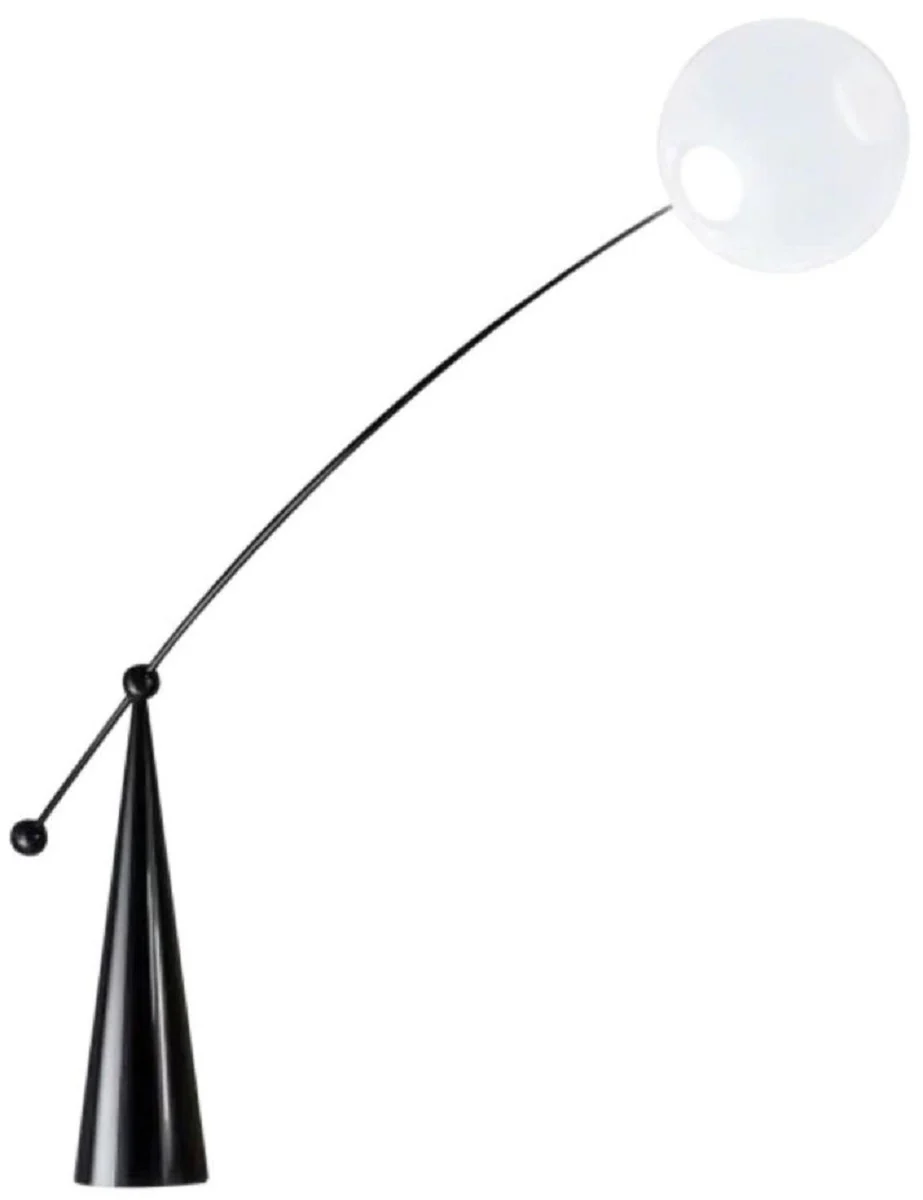 Casa Padrino lámpara de pie de diseño de lujo negro mate 156 x A. 176 cm - Lámpara de pie LED giratoria - Lámparas de pie LED de lujo - Luces LED de lujo - Muebles de lujo