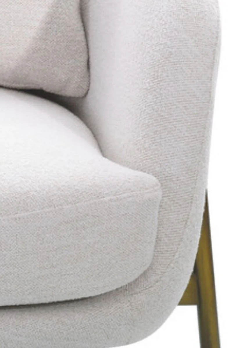 Casa Padrino sill¨®n de lujo blanco / bronce antiguo 100,5 x 80 x A. 67 cm - Sill¨®n de sal¨®n - Sill¨®n de hotel - Muebles de sal¨®n - Muebles de hotel - Muebles de lujo - Interiores de lujo