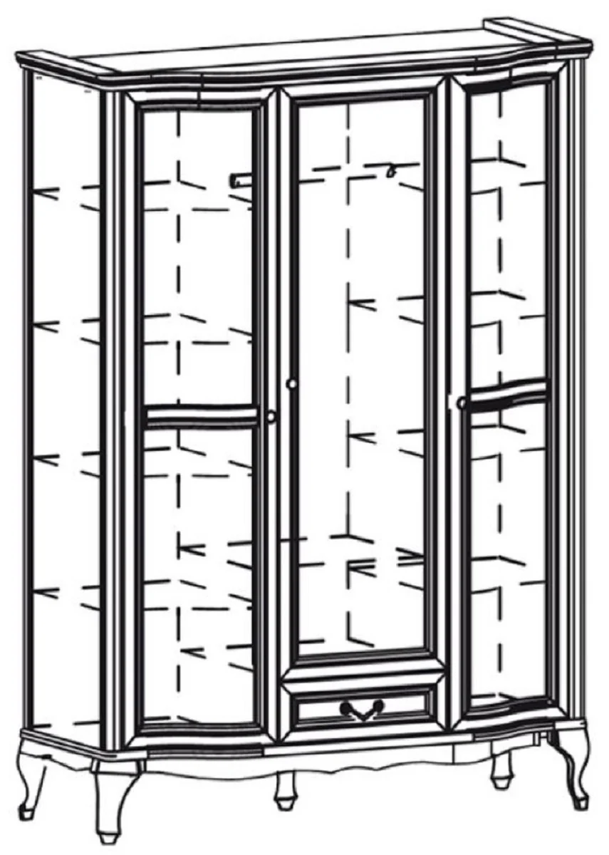 Casa Padrino armario de dormitorio Art Nouveau de lujo crema 147,8 x 63,5 x A. 206 cm - Armario de madera maciza con 3 puertas y caj¨®n - Muebles de Dormitorio Barroco y Art Nouveau