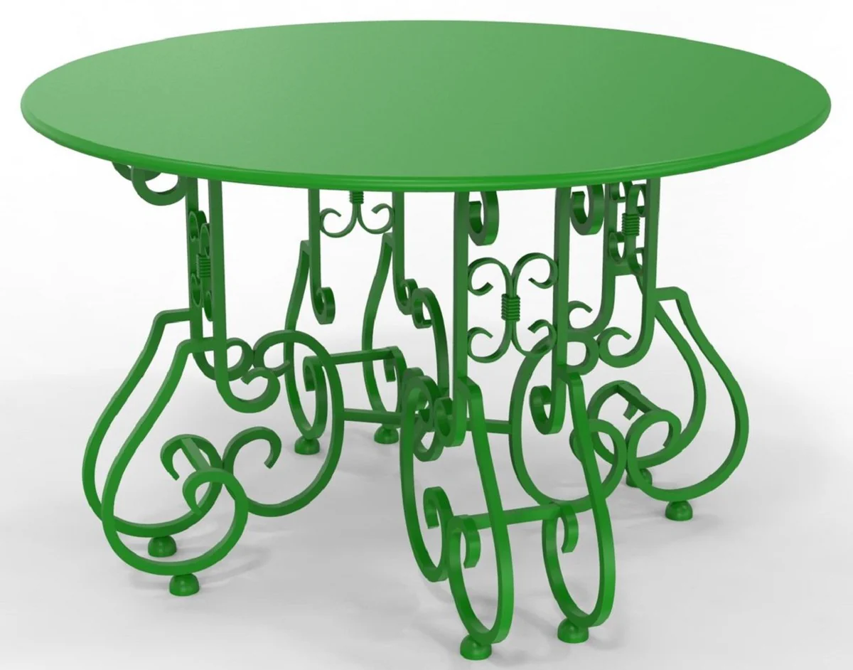 Casa Padrino mesa de jardín Art Nouveau Ø 120 x A. 73,5 cm - Varios Colores - Mesa de jardín y terraza redonda de hierro forjado - Muebles de jardín y terraza Art Nouveau de hierro forjado