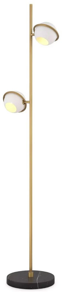Casa Padrino lámpara de pie de lujo latón antiguo / blanco / negro Ø 26 x A. 150 cm - Lámpara de pie giratoria con base de mármol - Lámparas de pie de lujo - Luces de lujo - Muebles de lujo