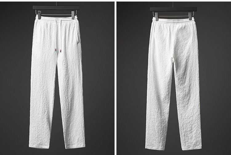 Men's White Ice Silk Linen Two Piece