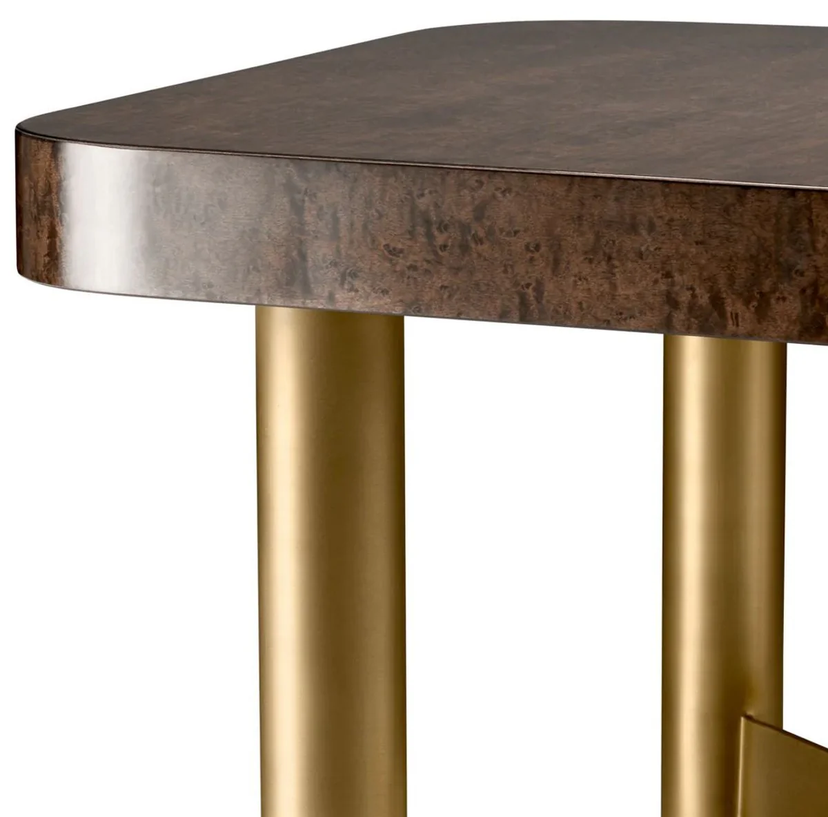 Casa Padrino mesa auxiliar de lujo marr¨®n alto brillo / lat¨®n 64,5 x 64,5 x A. 50 cm - Mesa cuadrada con tablero de madera maciza - Muebles de sal¨®n - Muebles de lujo - Interiores de lujo