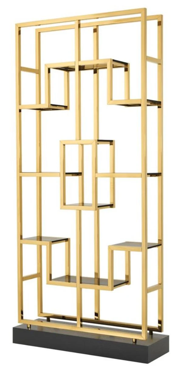 Casa Padrino Luxury Living Room Shelf Cabinet Gold / Black 108 x 29 x H. 240 cm - Luxury Furniture