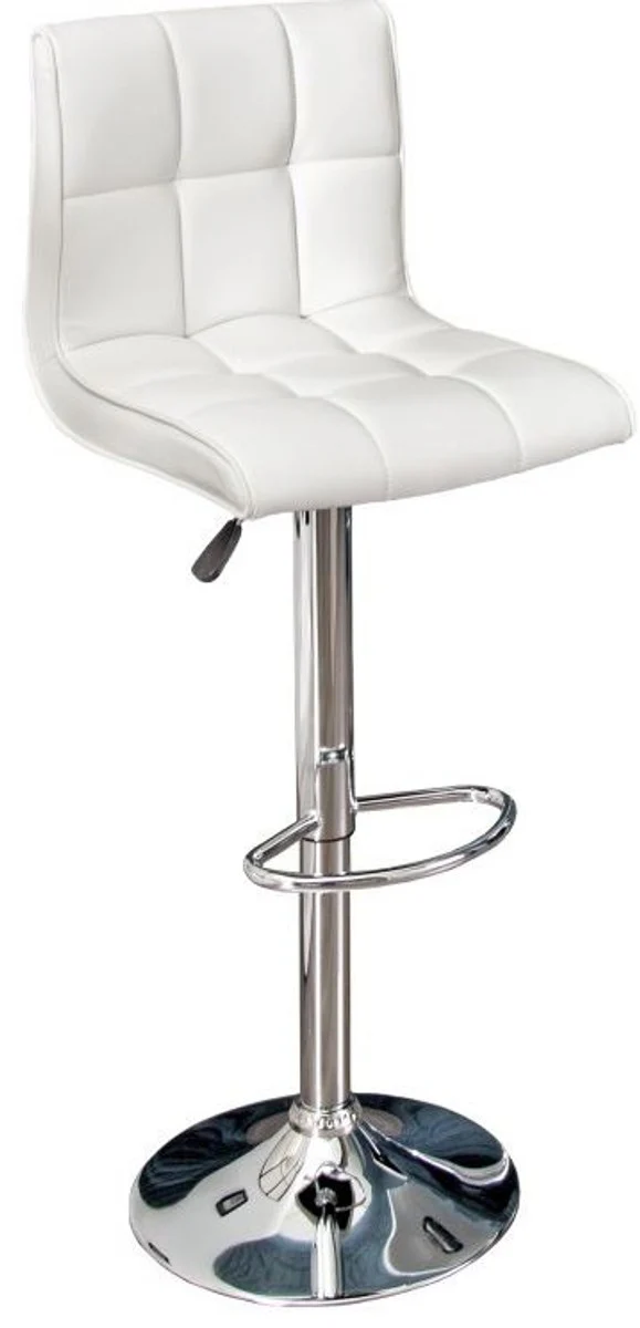 Silla de bar Casa Padrino de imitaci¨®n de cuero blanco - taburetes de bar - hotel restaurante de muebles