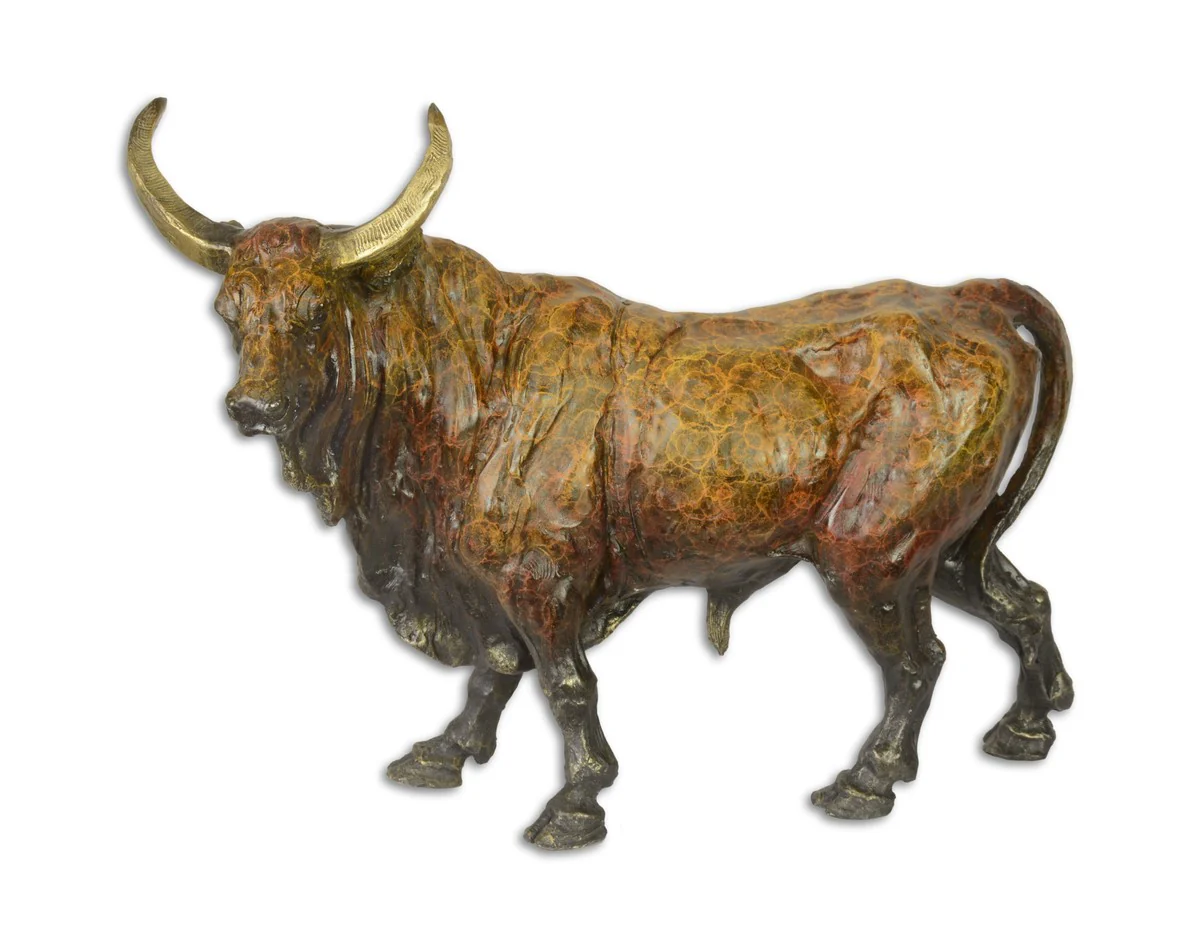 Figura de bronce de lujo Casa Padrino búfalo asiático 16,8 x 47,5 xh.35,6 cm - escultura de bronce - decoración - accesorios deco