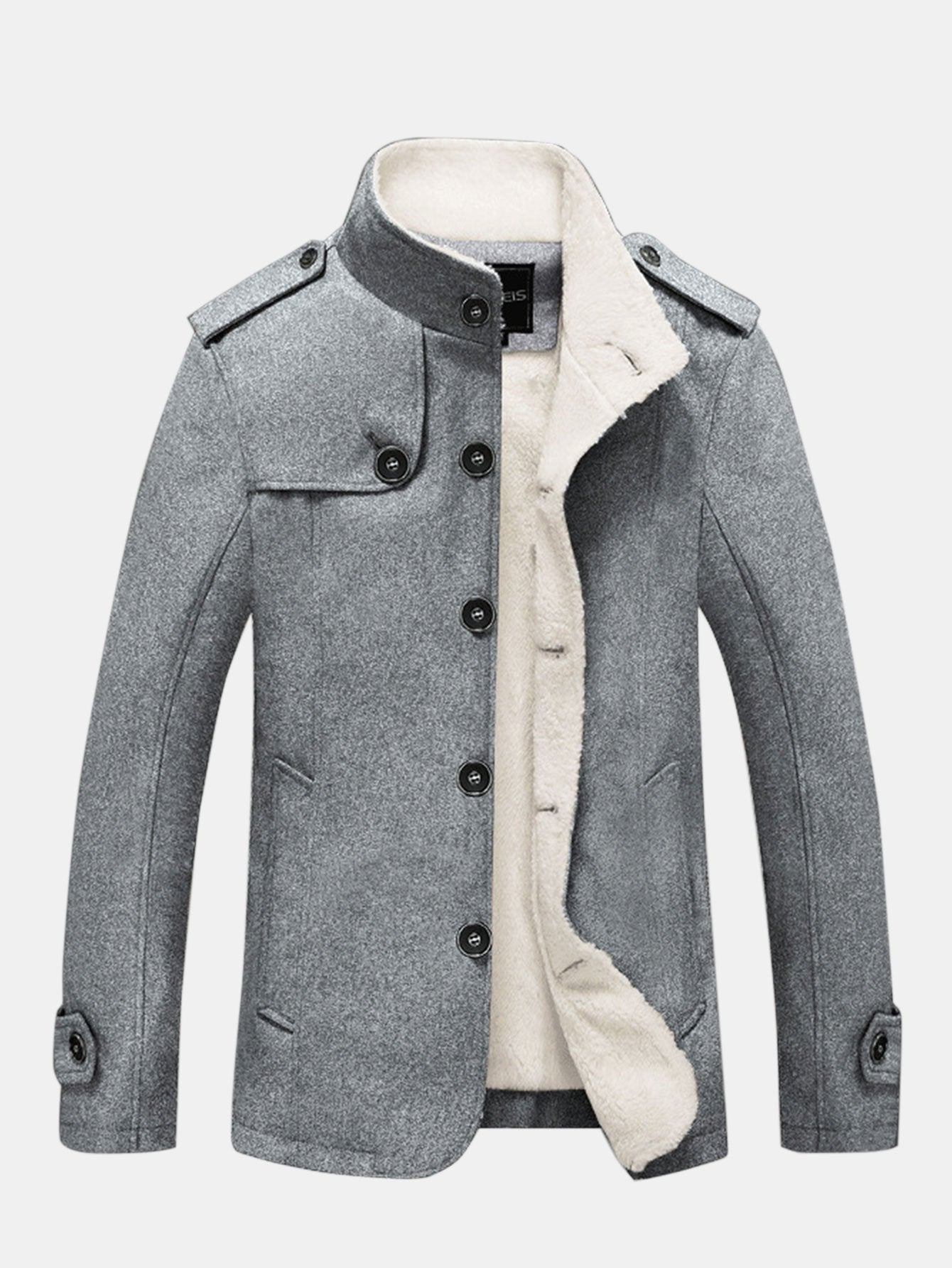 Teddy Lined Funnel Neck Wool Look Coat
