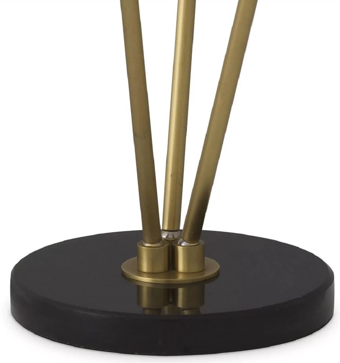 Casa Padrino lámpara de pie de lujo latón antiguo / negro / alabastro Ø 28 x A. 167 cm - Lámpara de pie moderna con base de mármol y pantallas redondas de alabastro - Luces de Lujo