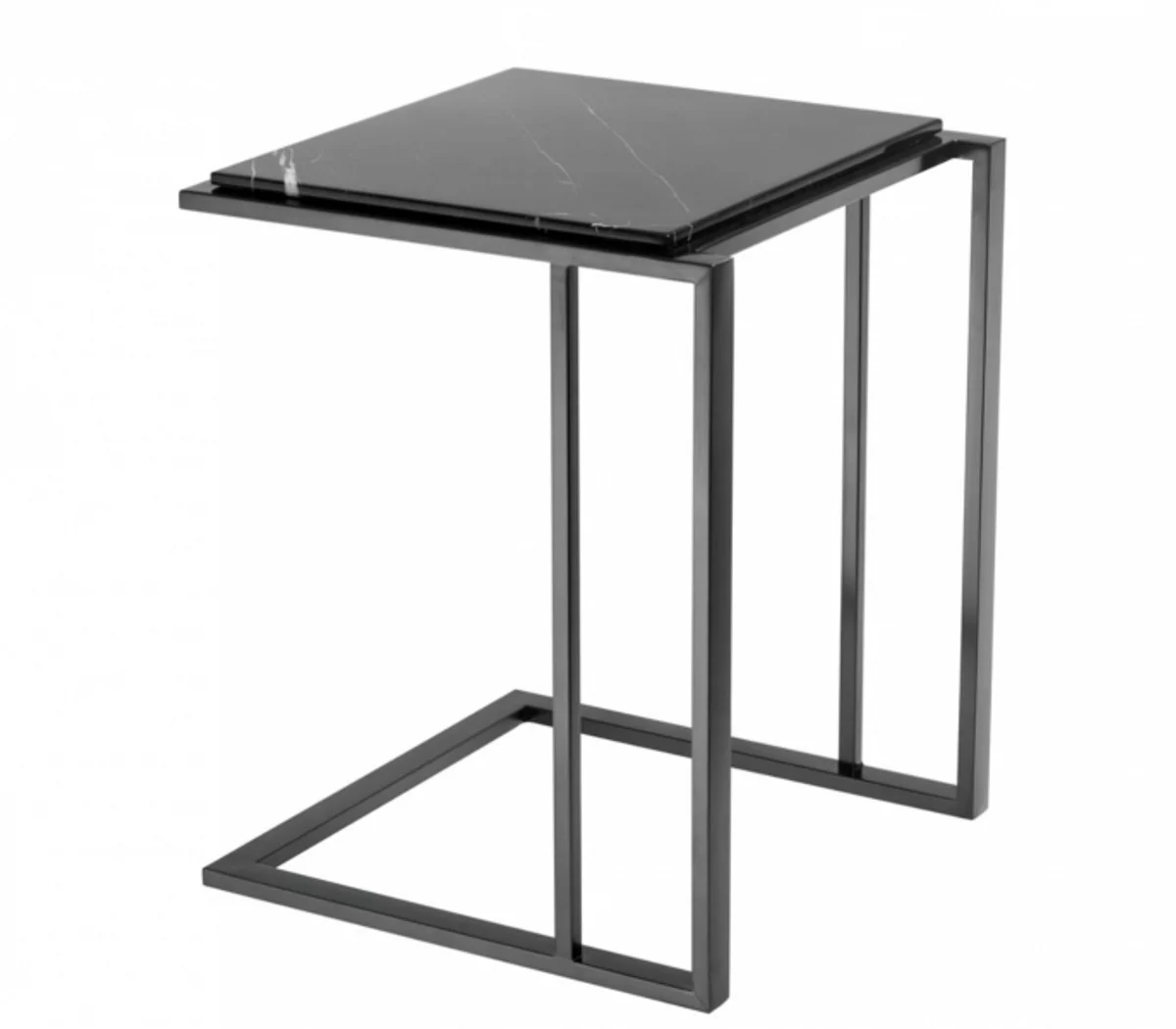 Casa Padrino luxury art deco designer side table bronze with black marble top - Designer Side Table Furniture