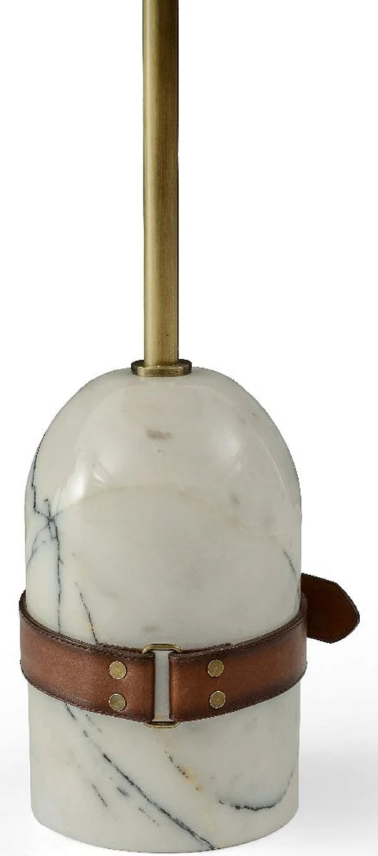 Casa Padrino mesa auxiliar de lujo marr¨®n / lat¨®n / blanco ? 29,5 x A. 51,5 cm - Mesa redonda con base de m¨¢rmol - Muebles de sal¨®n - Muebles de lujo