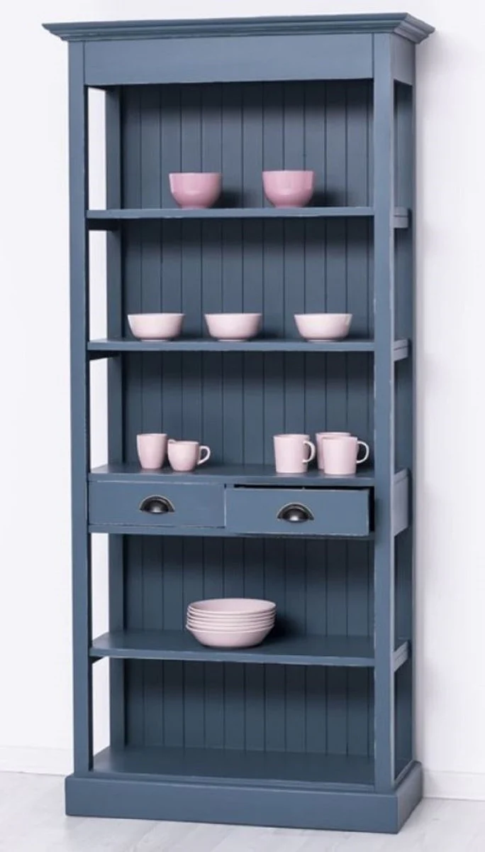 Casa Padrino armario de estilo campestre shabby chic azul antiguo 91 x 39 x A. 197 cm - Armario de comedor de estilo campestre - Muebles de madera maciza - Muebles de estilo campestre shabby chic