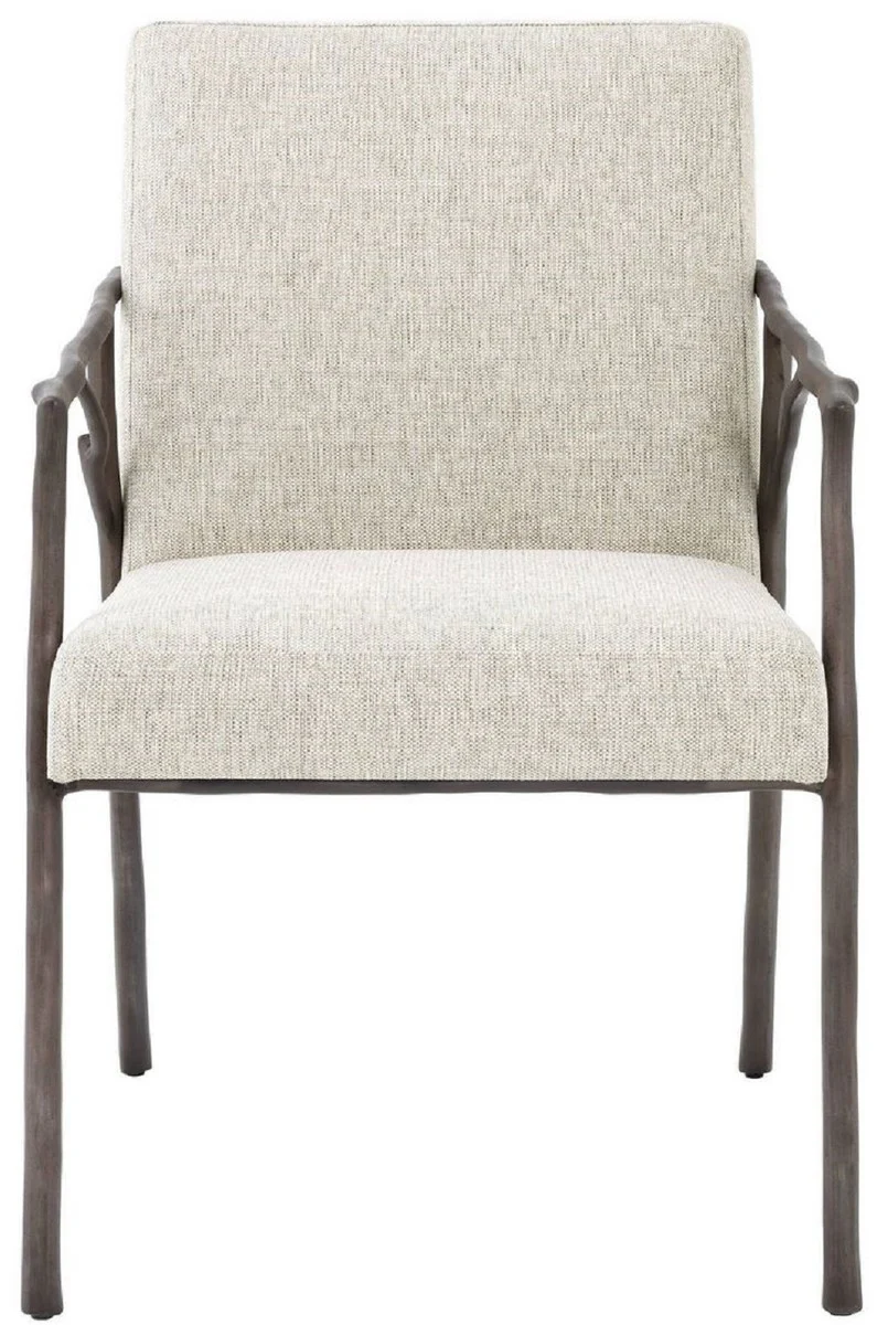 Casa Padrino silla de comedor de lujo natural / bronce 56 x 61 x A. 83 cm - Silla de cocina noble con reposabrazos - Muebles de comedor de lujo