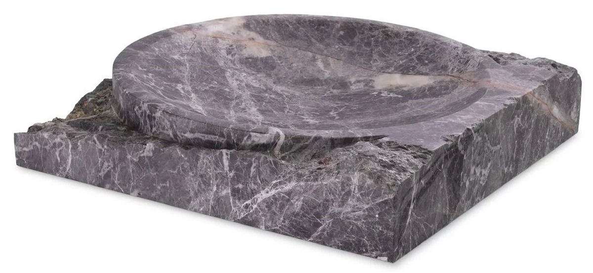Casa Padrino cuenco de mármol decorativo de lujo gris 30,5 x 30,5 x A. 6 cm - Frutero de mármol de alta calidad - Accesorios de Decoración para Hoteles y Restaurantes - Calidad de Lujo