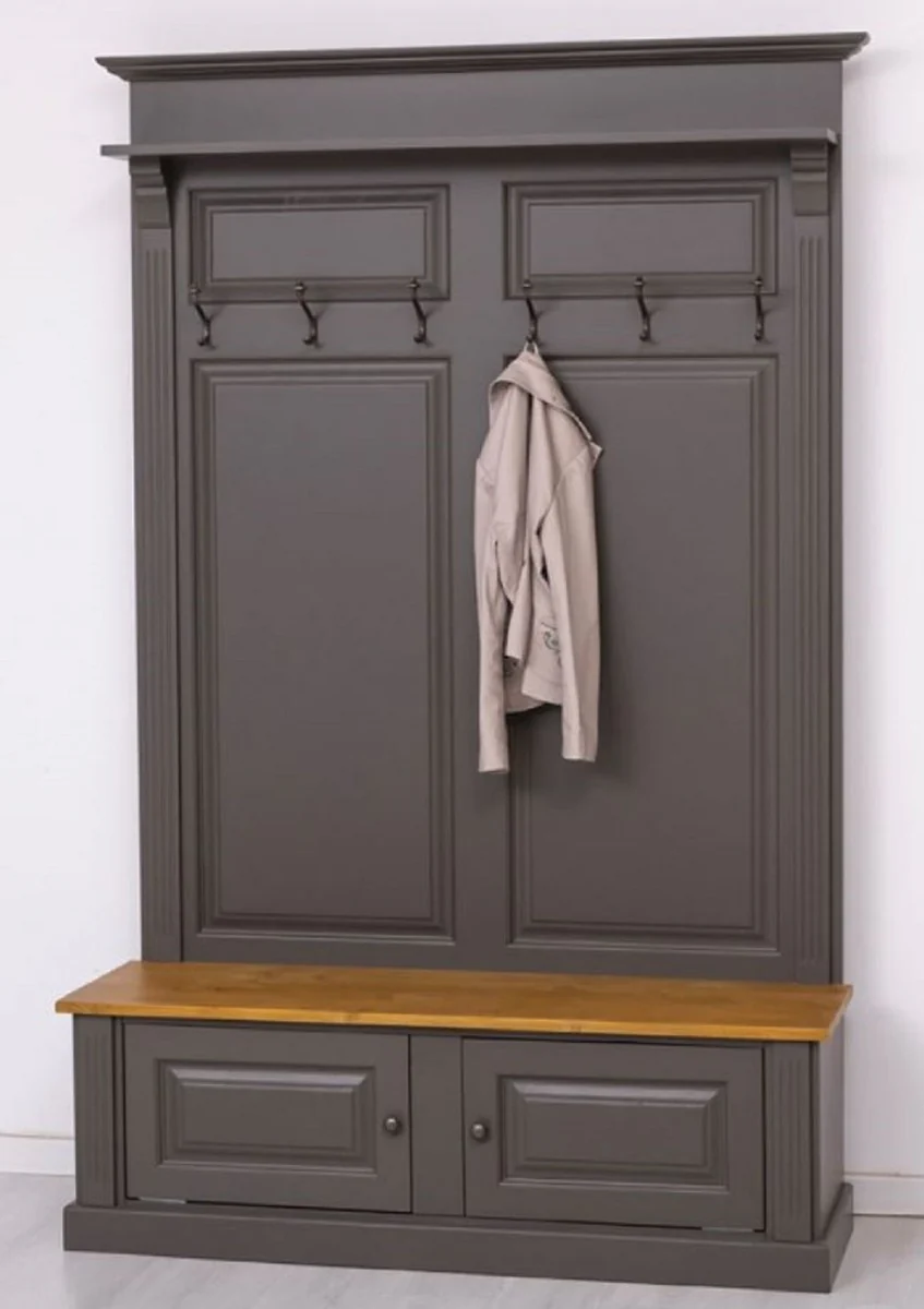 Casa Padrino armario de madera maciza estilo campestre gris oscuro / marr¨®n claro 140 x 41 x A. 210 cm - Armario de pared - Armario de recibidor - Muebles de recibidor - Muebles estilo campestre