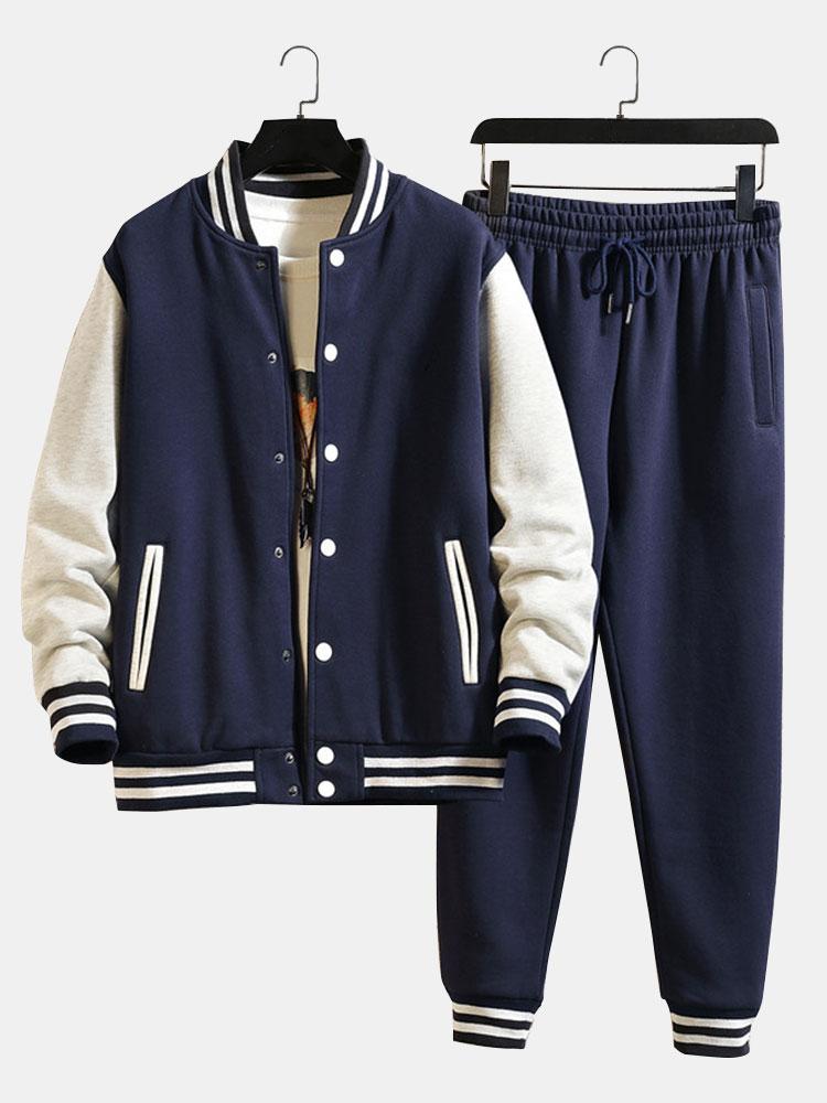 Contrast Baseball Jacket & Jogger Pants