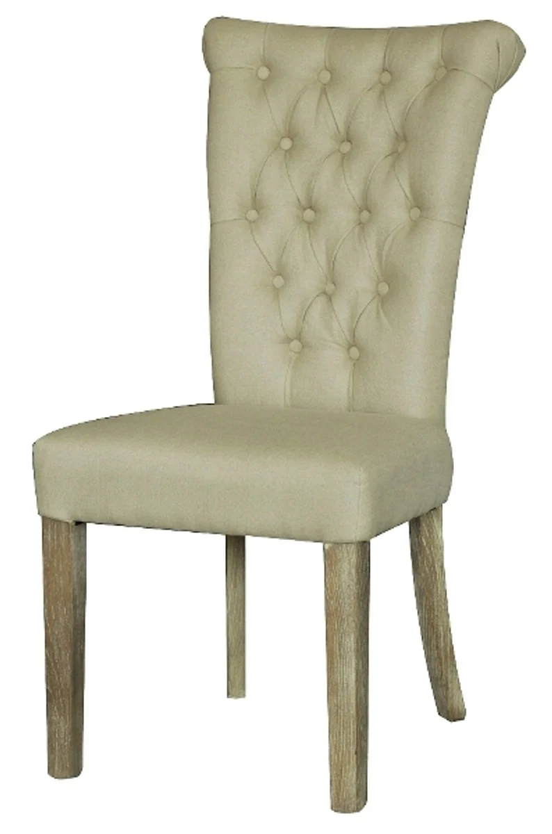 Casa Padrino Chesterfield Dining Chair Cream 51 x 66 x H. 100 cm - Luxury Dining Room Furniture