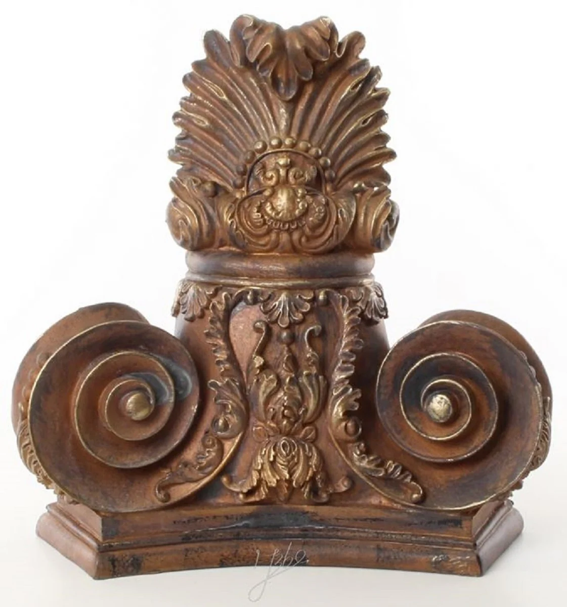 Casa Padrino consola de pared barroco marr¨®n antiguo / oro 36 x 14 x H. 35 cm - Consola de Pared de Poliresina en Aspecto de Madera - Decoraci¨®n de Pared en Estilo Barroco