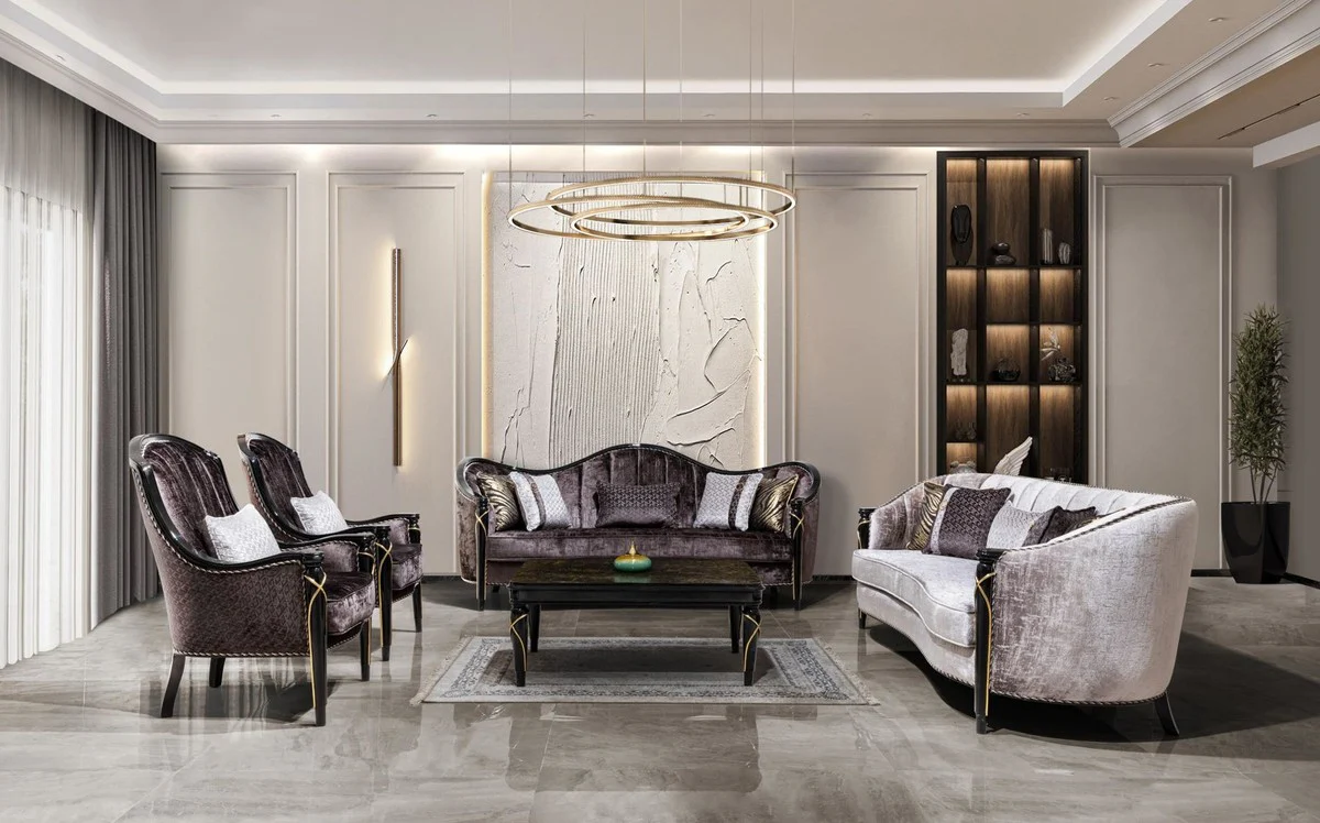 Casa Padrino mesa de centro barroco de lujo negro / oro 120 cm