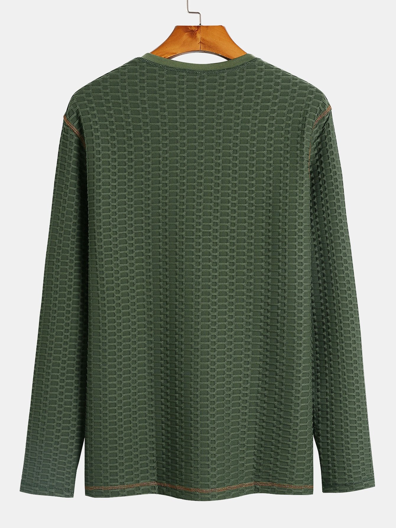 Long Sleeve Muscle Fit Knitted Textured Henley Shirt