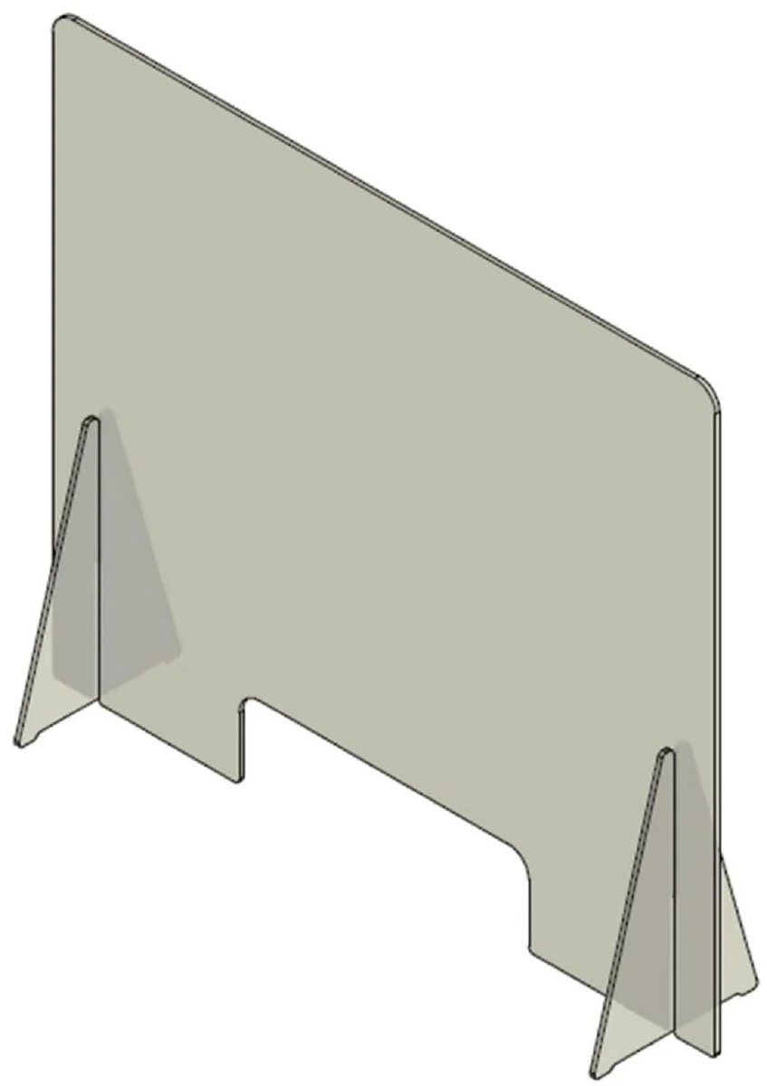 Casa Padrino plastic partition with hatch transparent 100 x H. 70 cm - Desk Reception Counters Spit Protection Covid-19 Corona Safety Washer