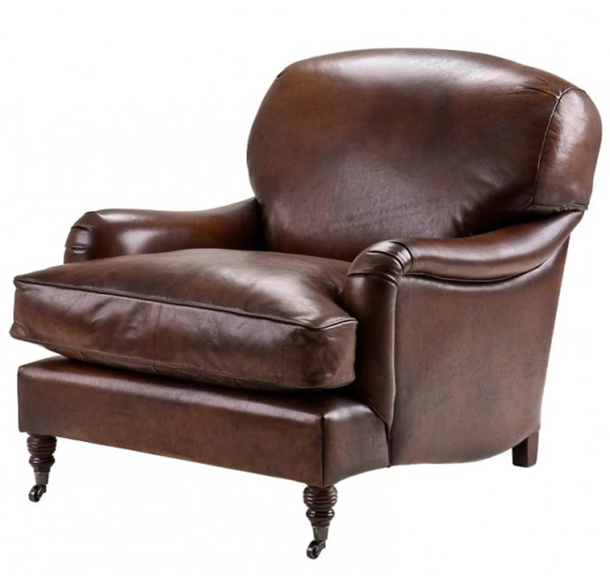 Chesterfield Luxury Real leather wing chair Vintage Leather Dark Brown by Casa Padrino - Club Chairs
