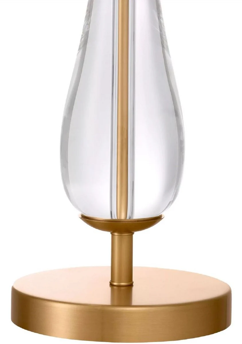 Casa Padrino lámpara de mesa de cristal de lujo latón antiguo / crema Ø 45 x A. 70,5 cm - Lámpara de escritorio elegante con cristal fino - Iluminación de lujo - Muebles de lujo - Interior de lujo