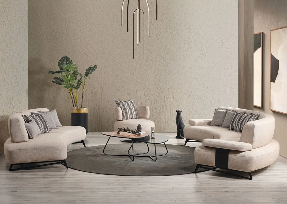 Casa Padrino sof¨¢ de lujo con respaldos regulables beige / negro 240 cm