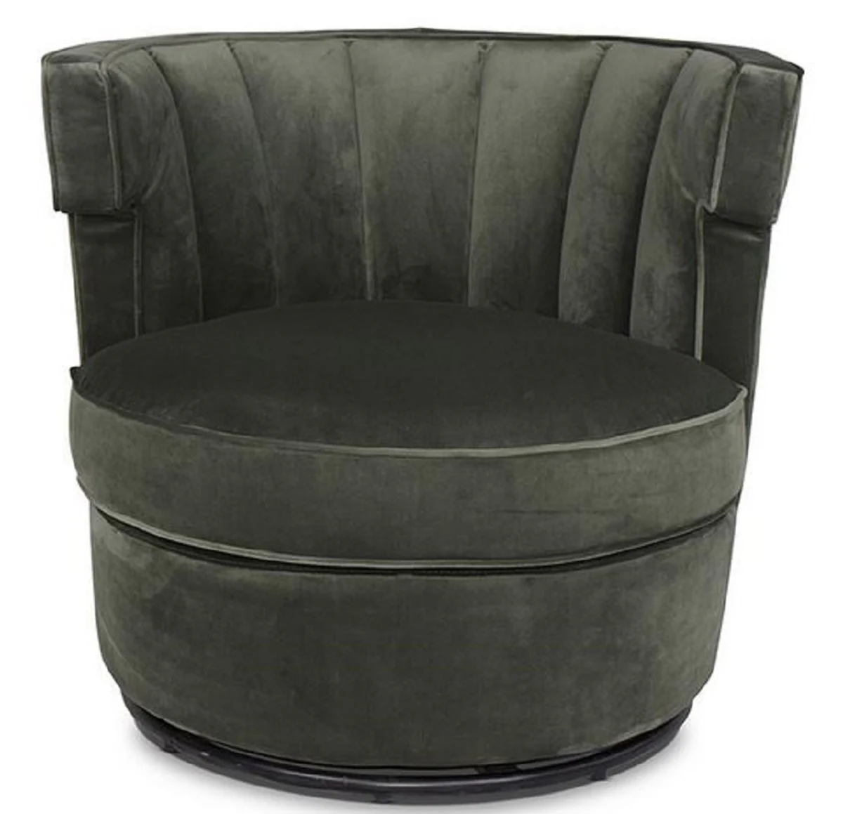Casa Padrino sill¨®n giratorio de lujo verde oscuro 79 x 62 x H. 73 cm - Sill¨®n de Sal¨®n Redondo - Sill¨®n de Terciopelo - Muebles de Sala