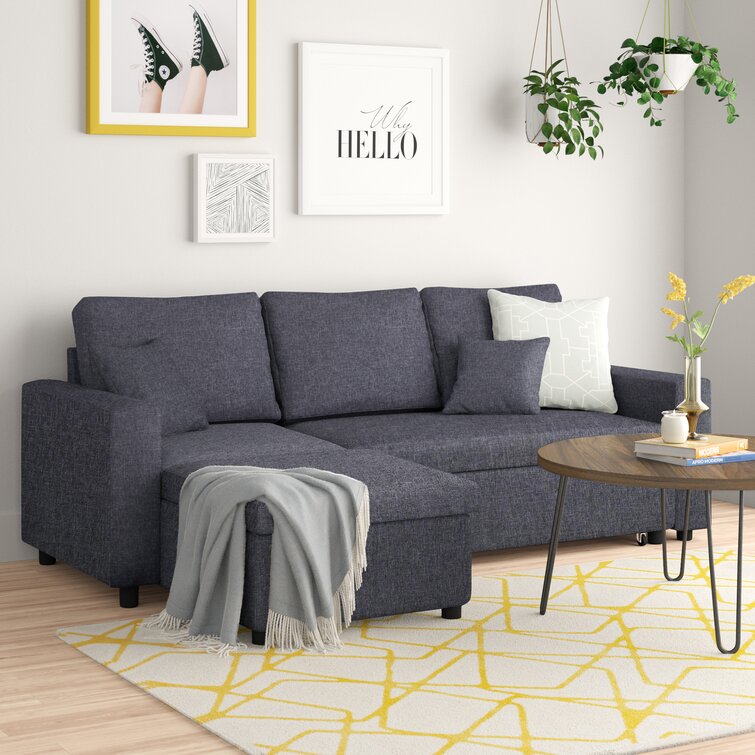 Vernita 87��� Wide Linen Reversible Sleeper Sofa & Chaise