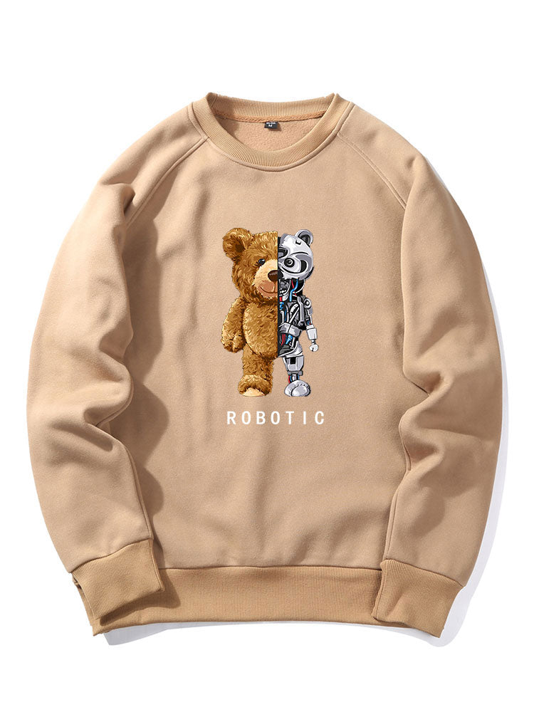 Robot Bear Print Raglan Sleeves Sweatshirt