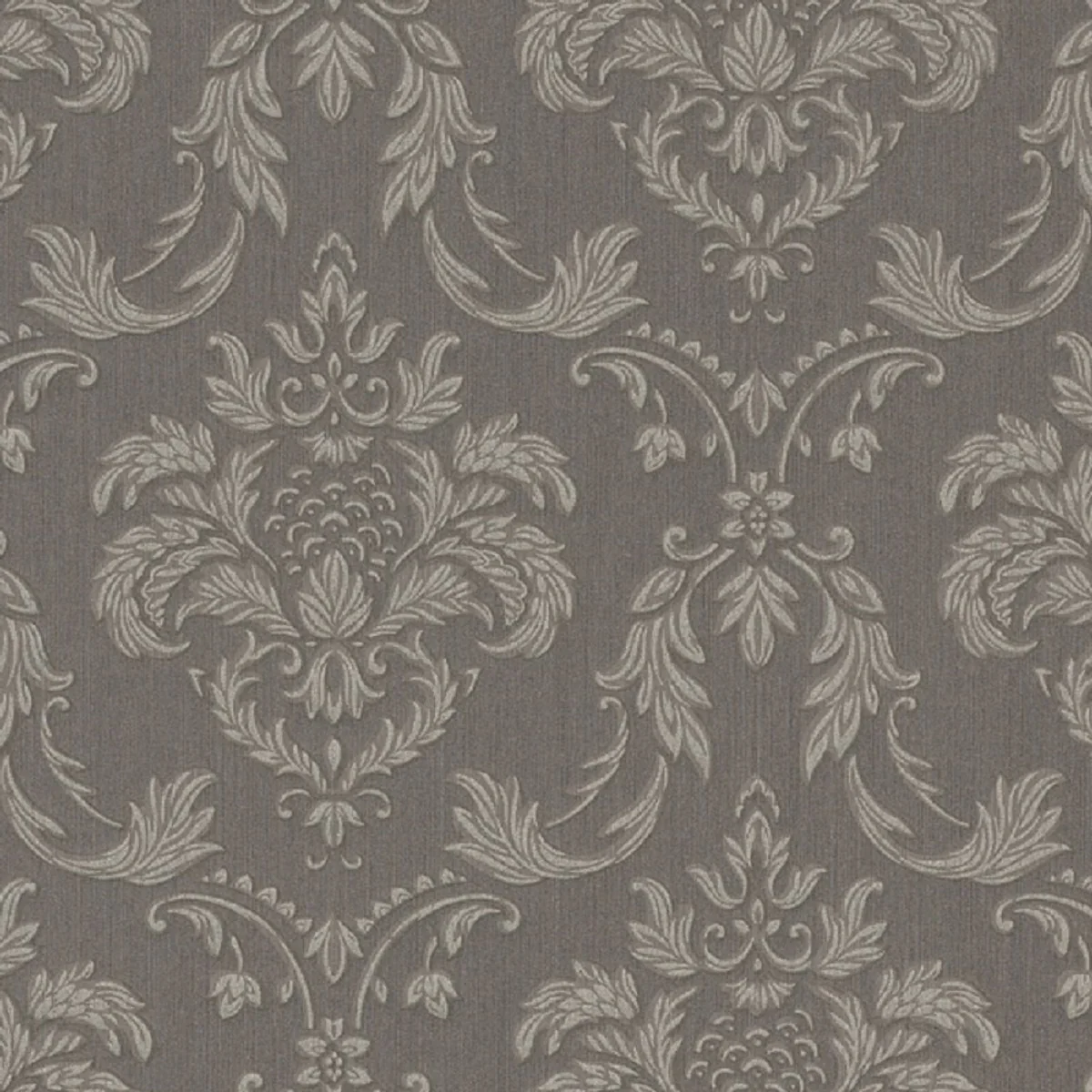 Casa Padrino papel tapiz textil barroco gris / plata / marrón 10,05 x 0,53 m - Papel Pintado para Sala de Estar en Estilo Barroco - Alta Calidad