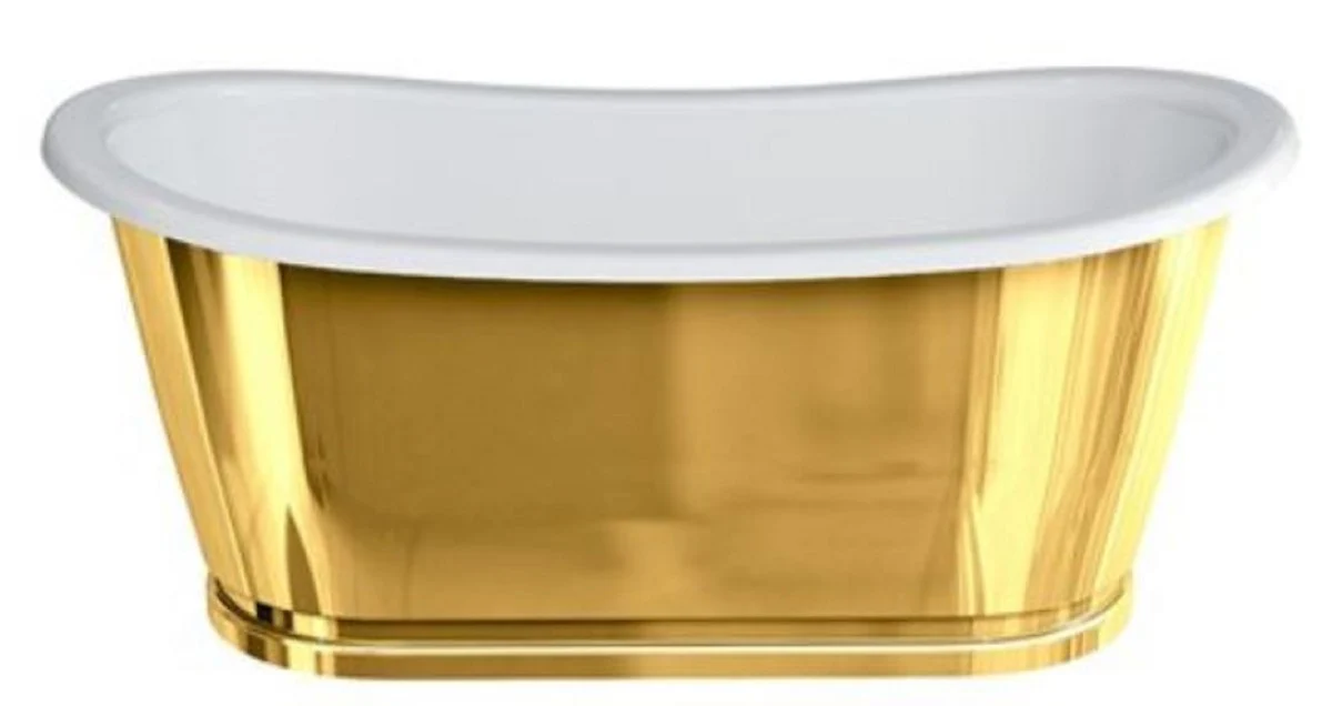 Casa Padrino bañera Art Nouveau de lujo oro / blanco 167,5 x 76,1 x A. 71,1 cm - Bañera retro independiente - Muebles de Baño Art Nouveau de Lujo