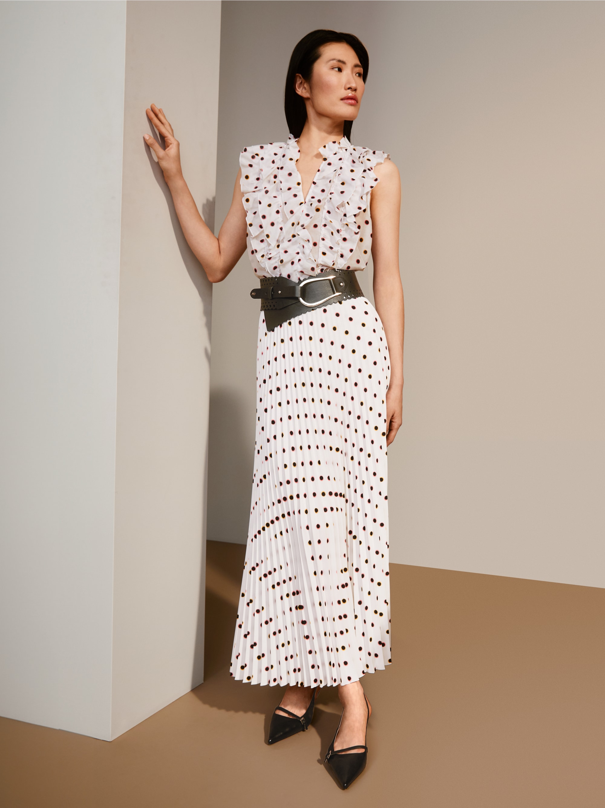 Marc-Cain Ruffled Blouse with Polka Dots